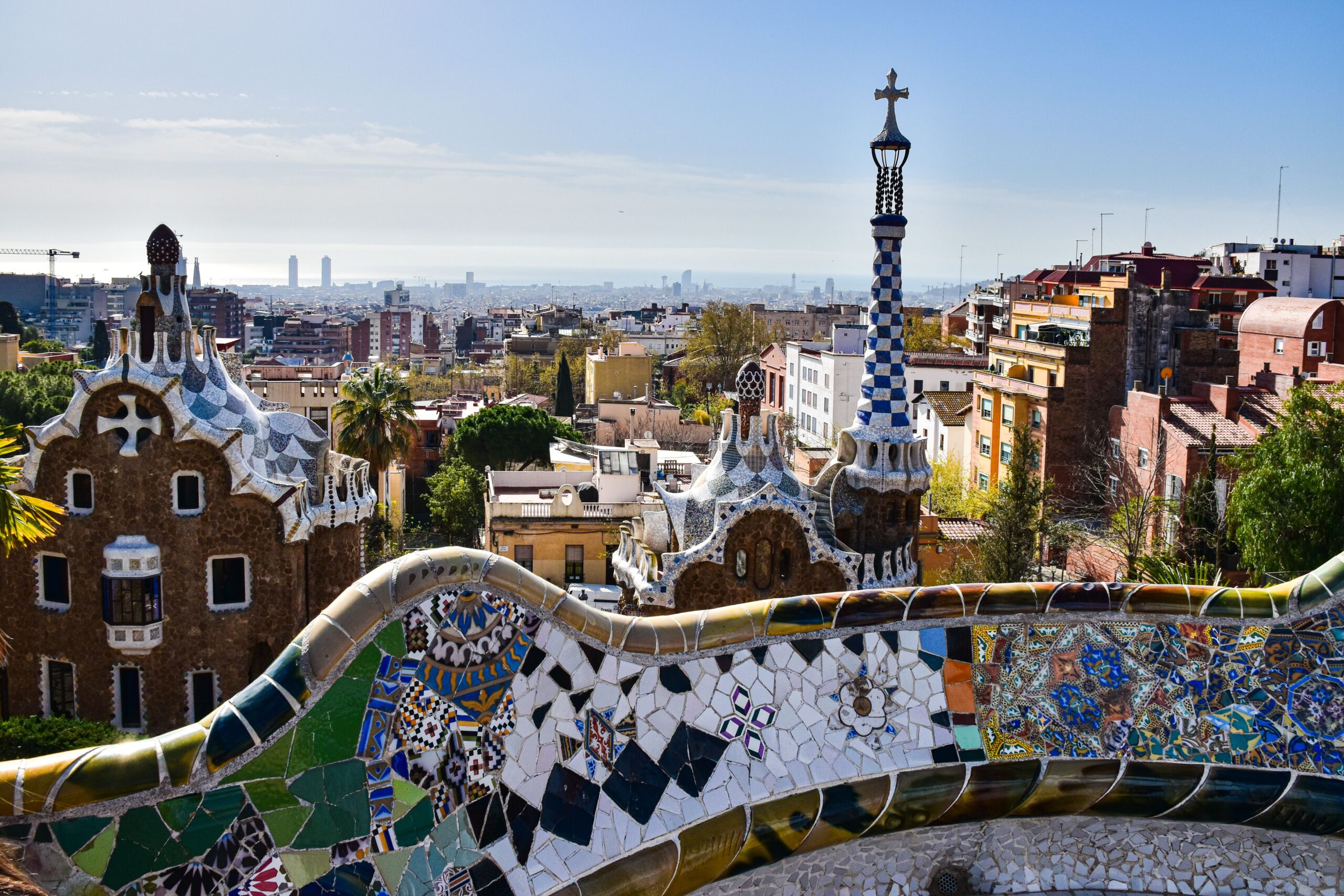 The main viewpoint in Park Güell is Plaça de la Natura (Nature Square)